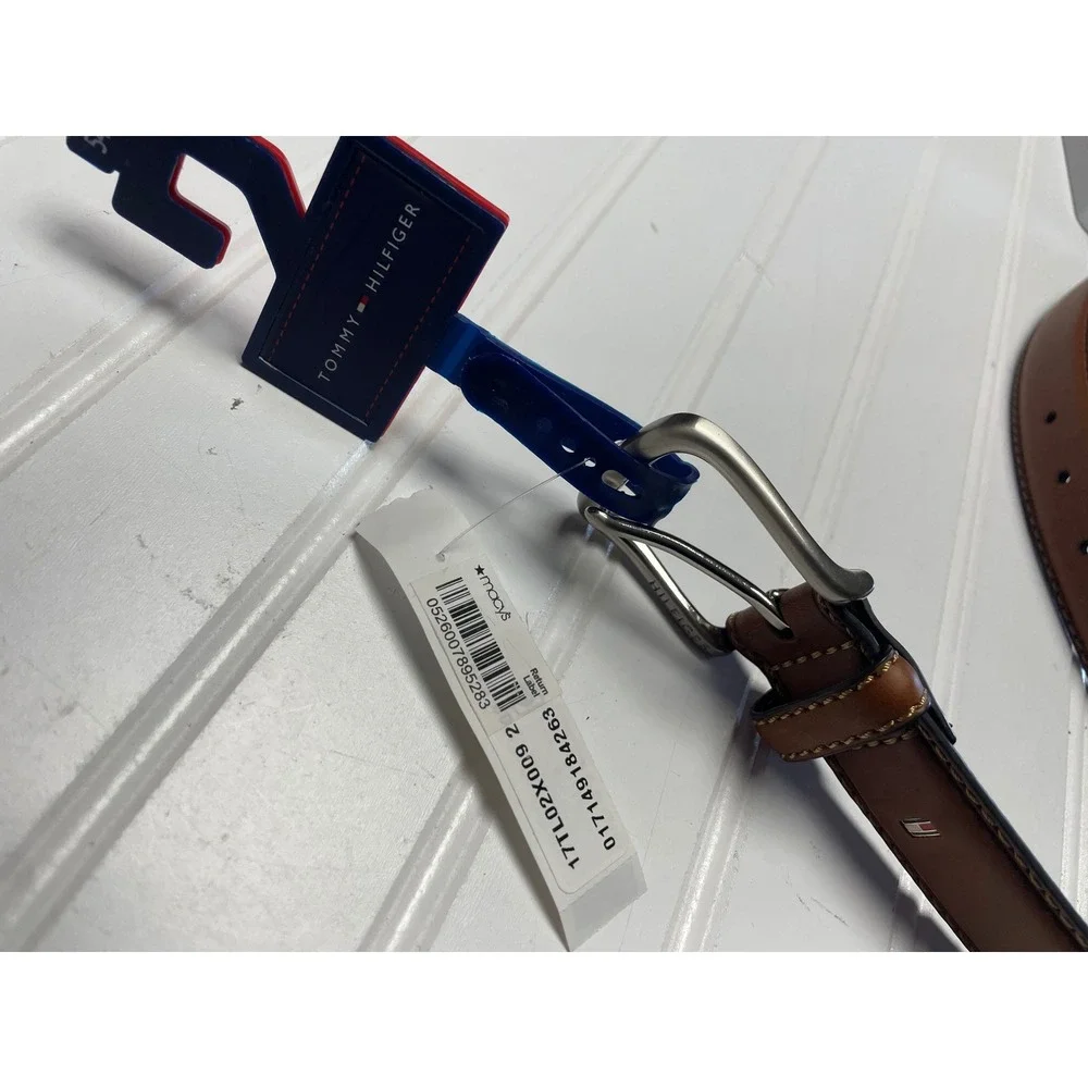 Tommy Hilfiger Brown Coated Leather Belt Vintage 90s Men's 54-56
